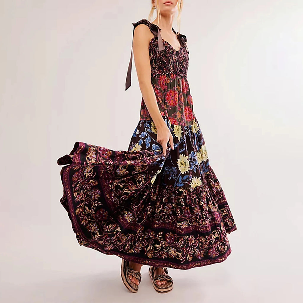 Women's floral dress in multi-color fabric, perfect for summer outings
