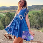 Women's floral dress in blue, perfect for summer outings