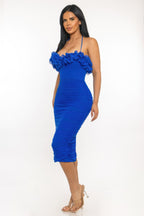 Women's blue floral dress dress, fitted, perfect for summer occasions