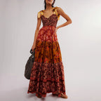 Women's floral dress with layered patterns for casual summer outings