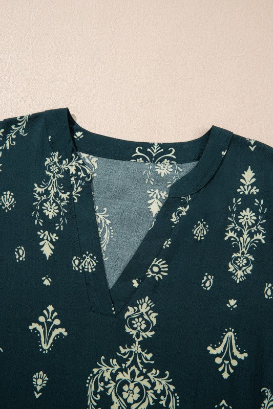 JUNIPER BLVD women's floral dress, teal with elegant patterns, casual wear