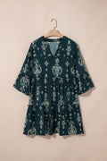 Women's floral dress in dark green, perfect for casual outings