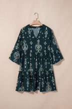 Women's floral dress in dark green, perfect for casual outings