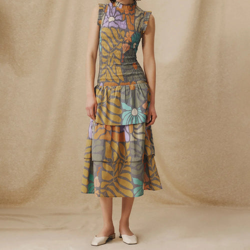 Women's floral dress, colorful print, perfect for summer outings