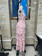 Women's floral dress in pink, lightweight fabric for summer outings