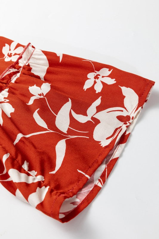 JUNIPER BLVD women's floral dress in red cotton fabric, perfect for summer outings