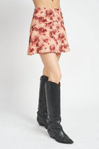 Floral Flared Mini Skirt - VacationGrabs