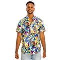 Colorful Floral Hawaiian Shirt for Men with Tropical Leaf Patterns, Perfect for Summer Outings