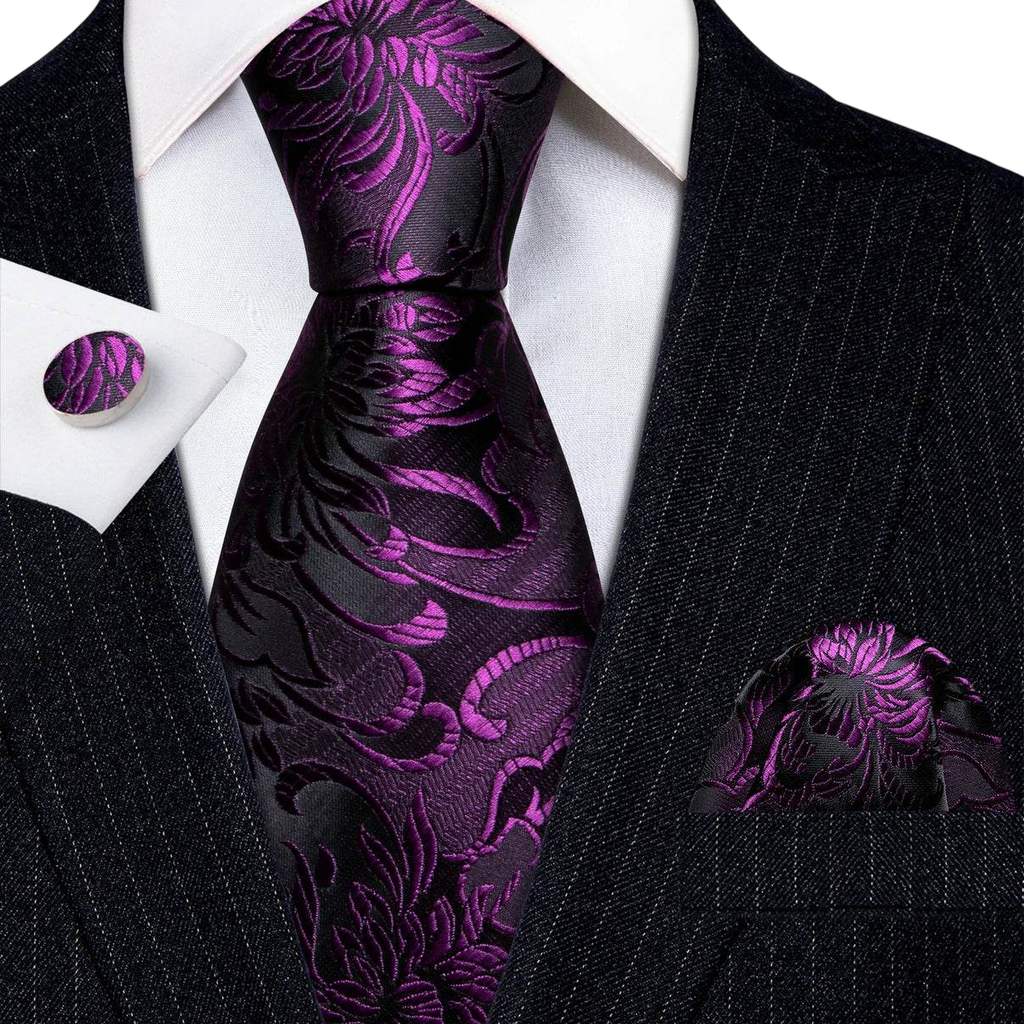Set de corbata de seda jacquard floral para hombre