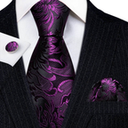 Set de corbata de seda jacquard floral para hombre