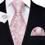 Set de corbata de seda jacquard floral para hombre