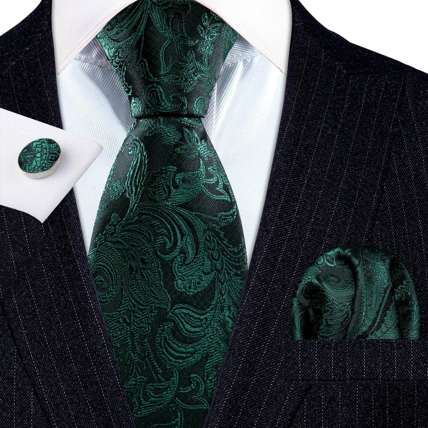 Set de corbata de seda jacquard floral para hombre