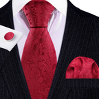 Set de corbata de seda jacquard floral para hombre
