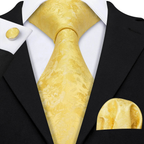 Set de corbata de seda jacquard floral para hombre