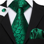 Set de corbata de seda jacquard floral para hombre