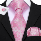 Set de corbata de seda jacquard floral para hombre