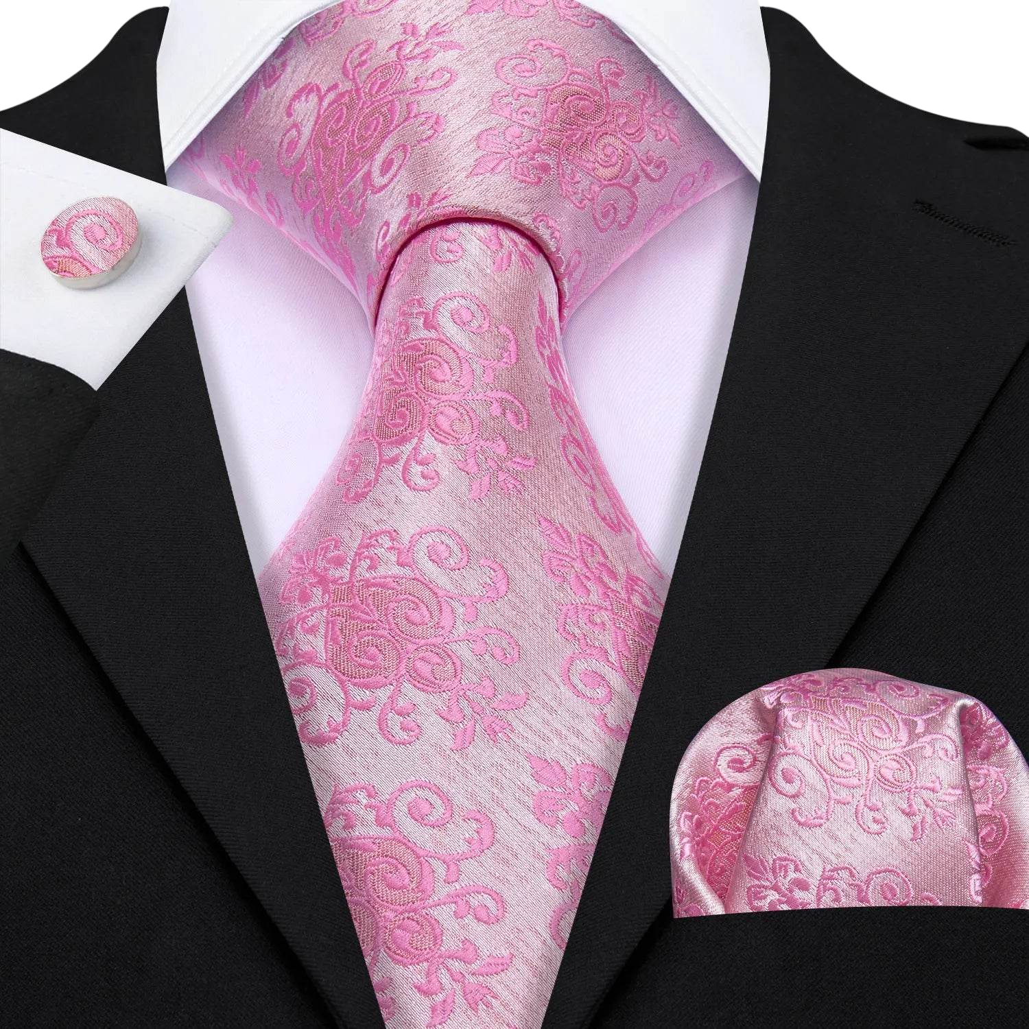 Set de corbata de seda jacquard floral para hombre