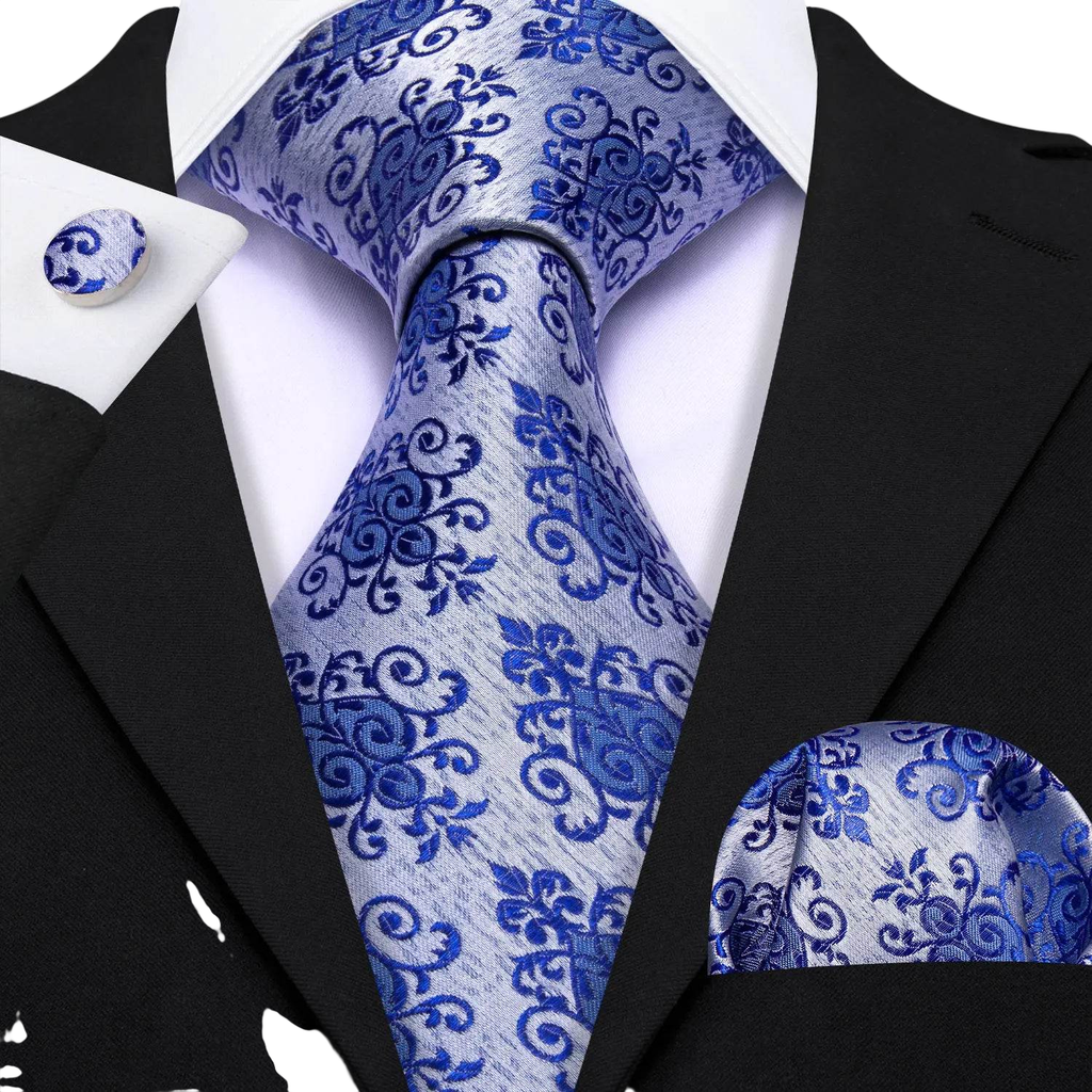 Set de corbata de seda jacquard floral para hombre
