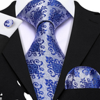 Set de corbata de seda jacquard floral para hombre