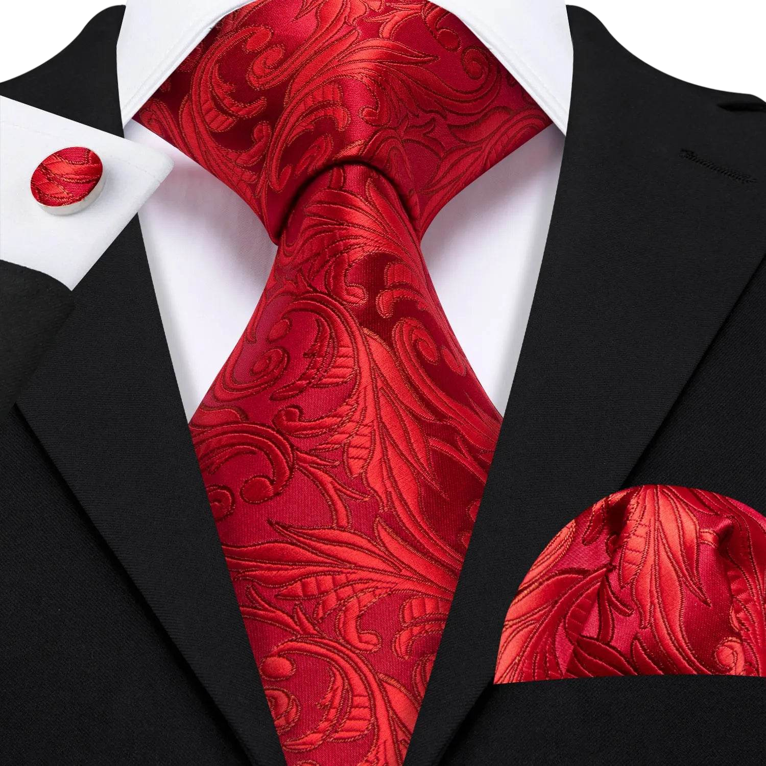 Set de corbata de seda jacquard floral para hombre