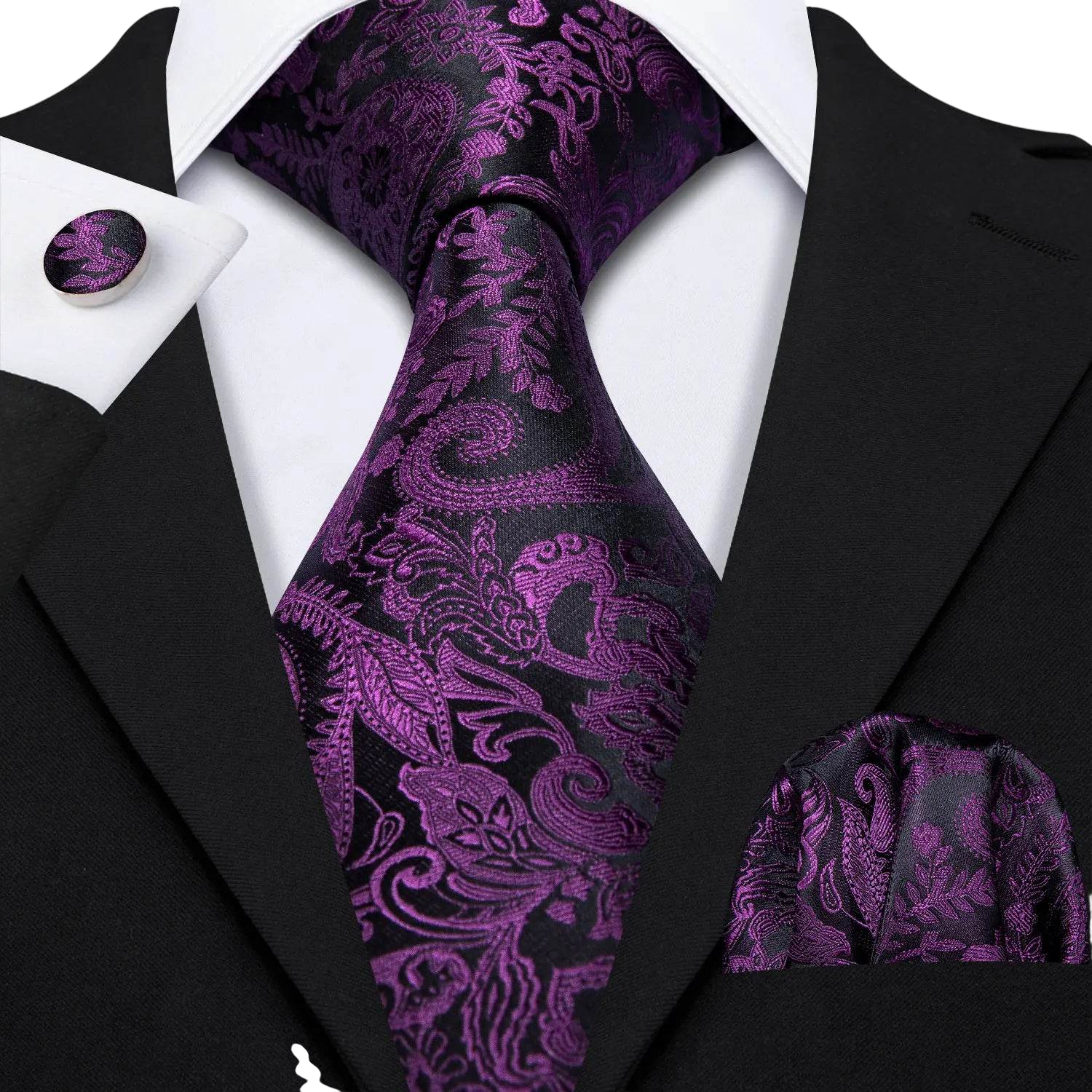 Set de corbata de seda jacquard floral para hombre