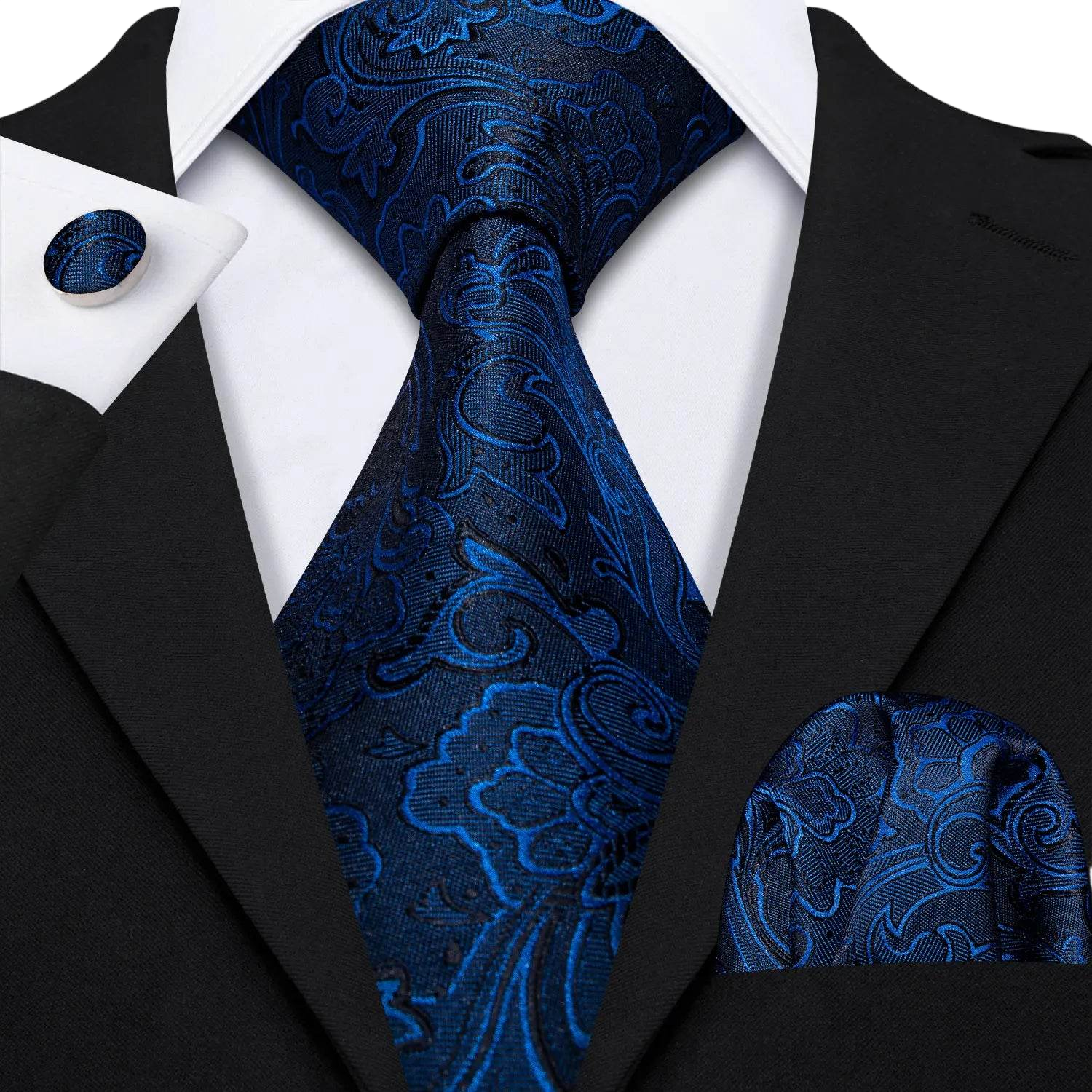 Set de corbata de seda jacquard floral para hombre