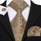 Set de corbata de seda jacquard floral para hombre
