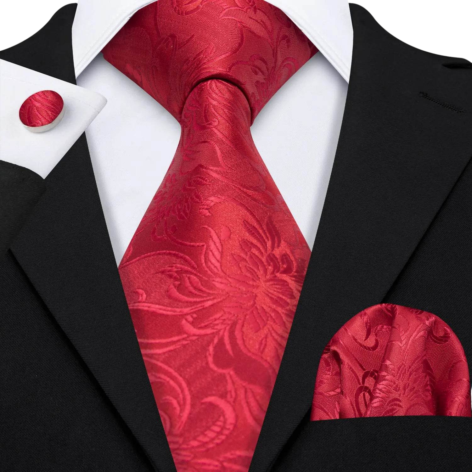 Set de corbata de seda jacquard floral para hombre