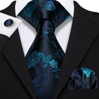Set de corbata de seda jacquard floral para hombre