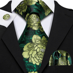 Set de corbata de seda jacquard floral para hombre