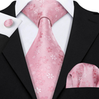 Set de corbata de seda jacquard floral para hombre