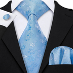Set de corbata de seda jacquard floral para hombre