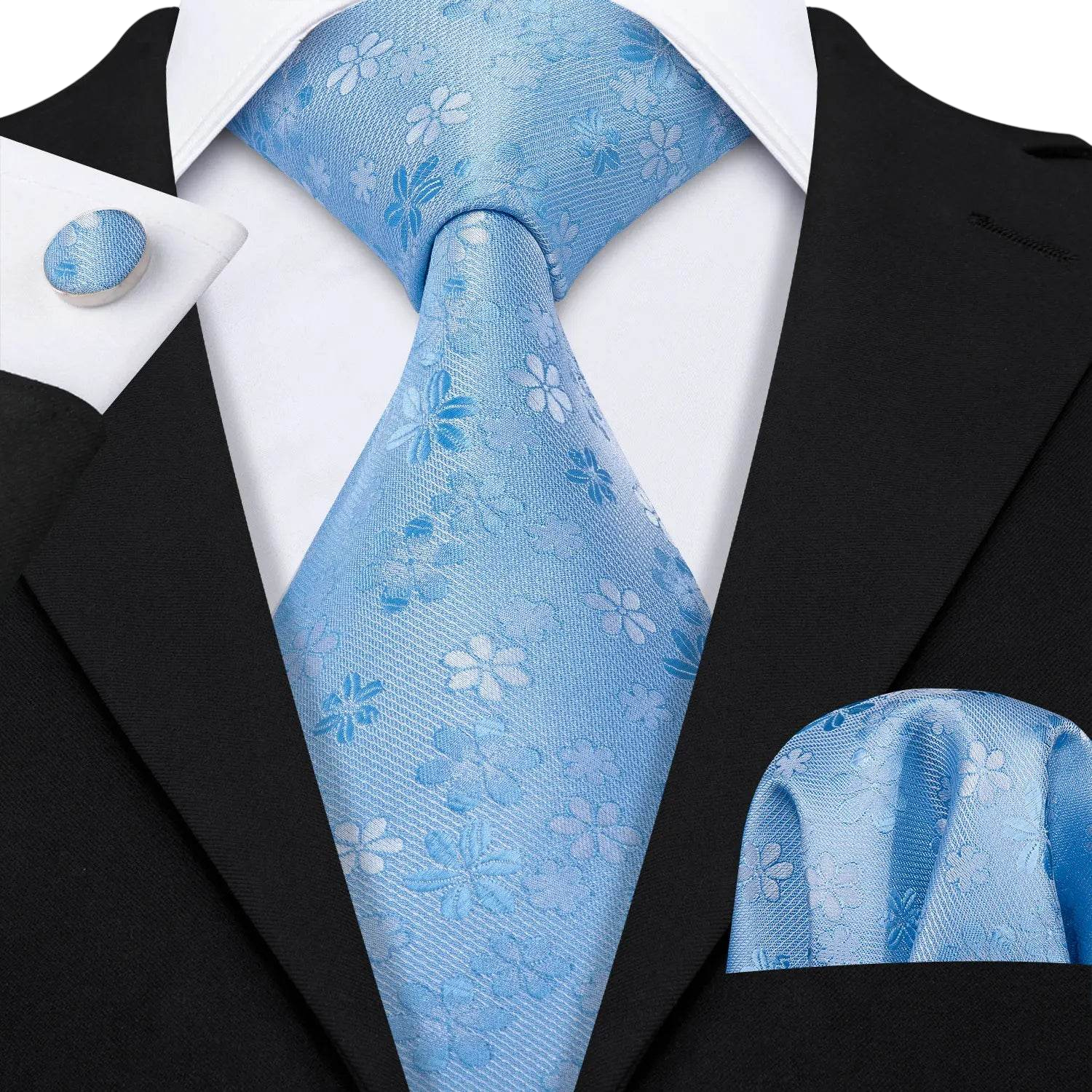 Floral Jacquard Silk Tie Set for Men