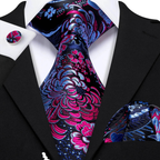 Set de corbata de seda jacquard floral para hombre