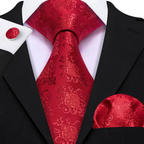 Set de corbata de seda jacquard floral para hombre