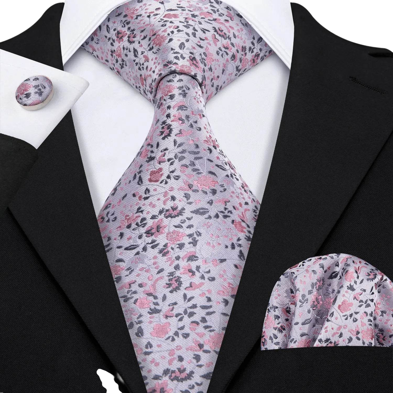 Floral Jacquard Silk Tie Set for Men