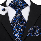 Set de corbata de seda jacquard floral para hombre