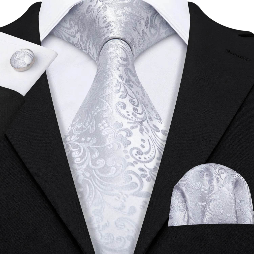 Set de corbata de seda jacquard floral para hombre