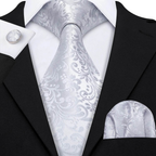 Set de corbata de seda jacquard floral para hombre