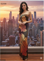 Strapless floral maxi dress, lightweight fabric, perfect for summer events