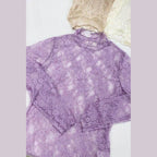 Floral print lace long sleeves top - VacationGrabs