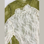 Floral print lace long sleeves top - VacationGrabs