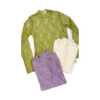 Floral print lace long sleeves top - VacationGrabs