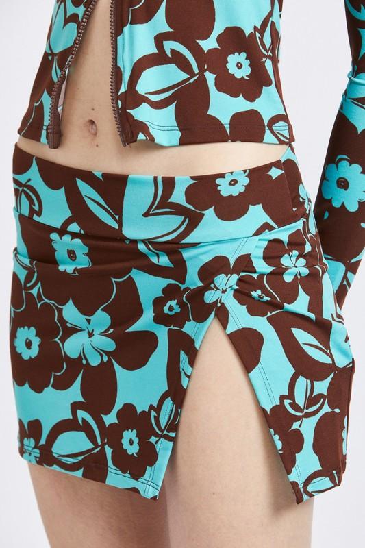 Women's Skirts Floral Print Min Skirt With Slit