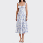 SHOMICOBOUTIQUE floral square neck spring dress with elegant floral print and fitted bodice
