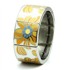 Colorful floral stretch bracelet with vibrant orange and blue flower design