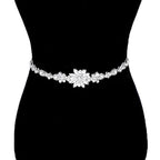 Flower Centered Sash Ribbon Bridal Wedding Belt Headband
