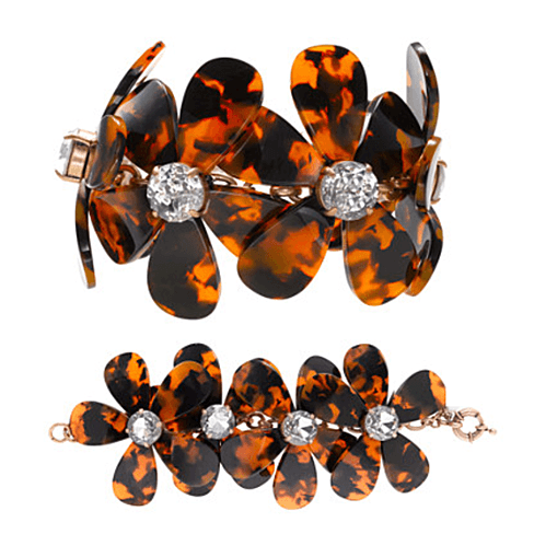 Women's Jewelry - Bracelets Flowers In Bloom - Our Tortoise Shell Color Bracelet To Match The