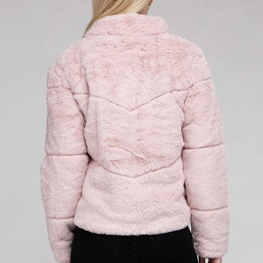 Women's Coats & Jackets Fluffy Zip-Up Sweater Jacket