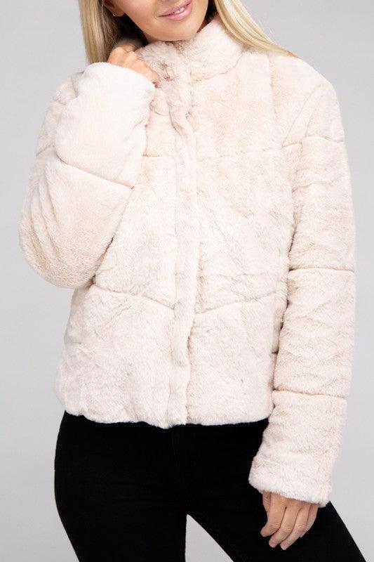 Women's Coats & Jackets Fluffy Zip-Up Sweater Jacket